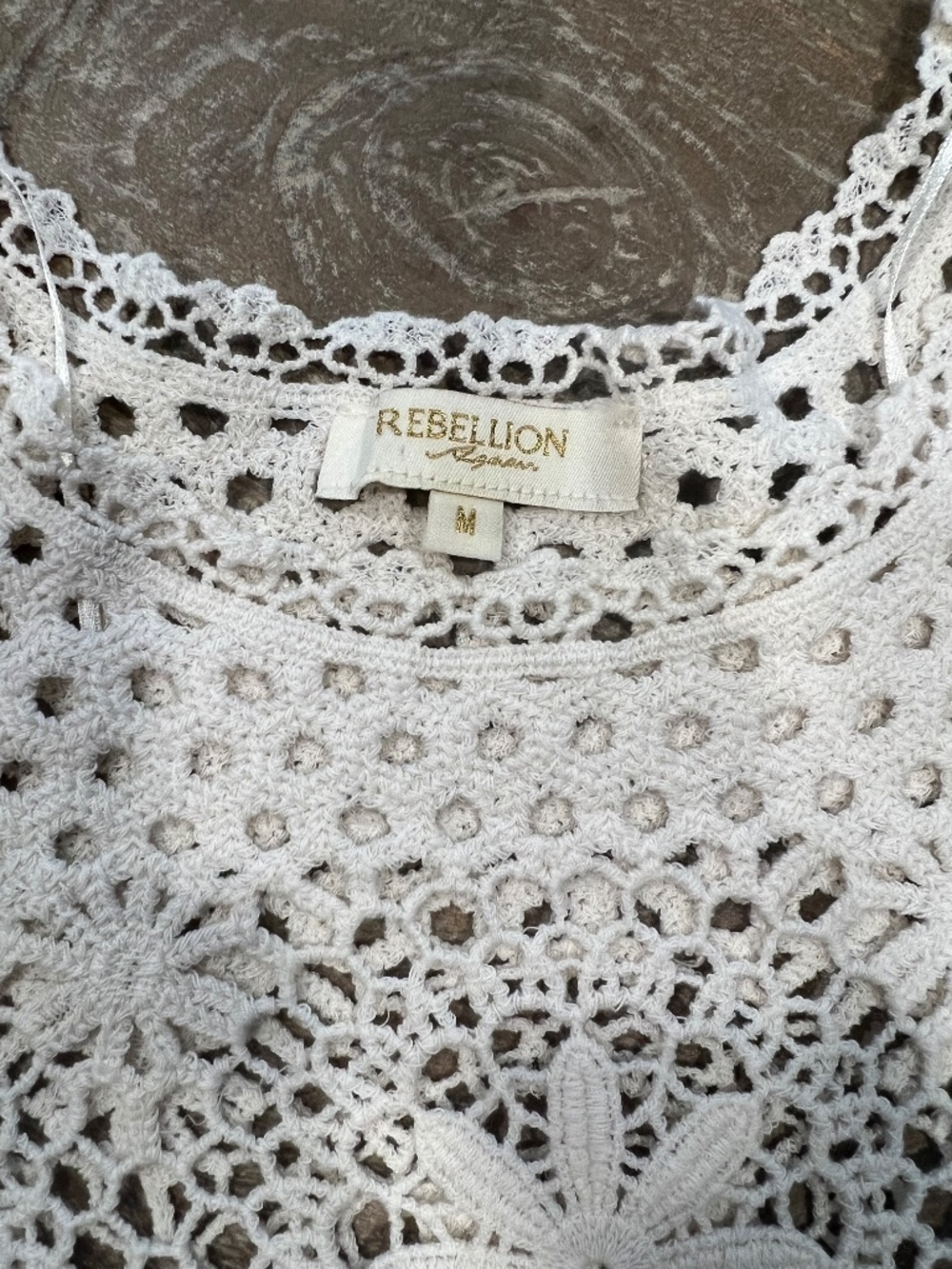 Rebellion Crochet Lace Boho Poncho Top | Ivory | Size M - Picture 3 of 5